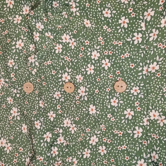 🤑2 for 15🥳 Vintage style dress green button-up floral v-neck midi dress XL - Picture 2 of 3